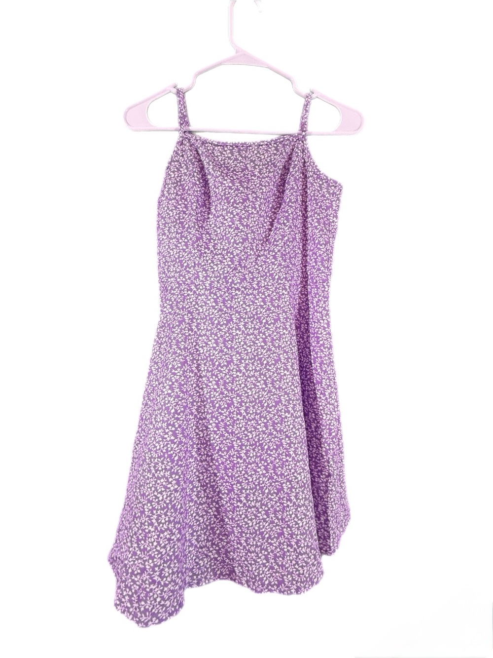 Girls' Lavender Floral Spaghetti-Strap Dress